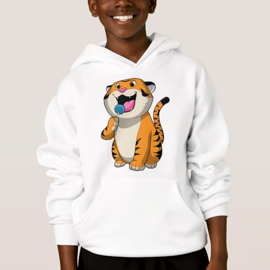 Tiger mit Lollipop Hoodie (Vorderseite)