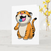 Tiger mit Lollipop Karte (Gelbe Blume)
