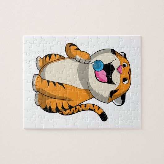Tiger mit Lollipop Puzzle (Horizontal)
