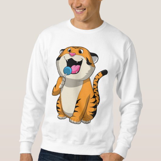 Tiger mit Lollipop Sweatshirt (Vorderseite)