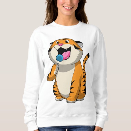 Tiger mit Lollipop Sweatshirt (Vorderseite)