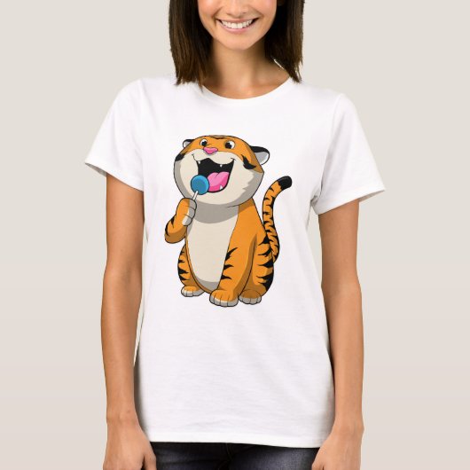 Tiger mit Lollipop T-Shirt (Vorderseite)
