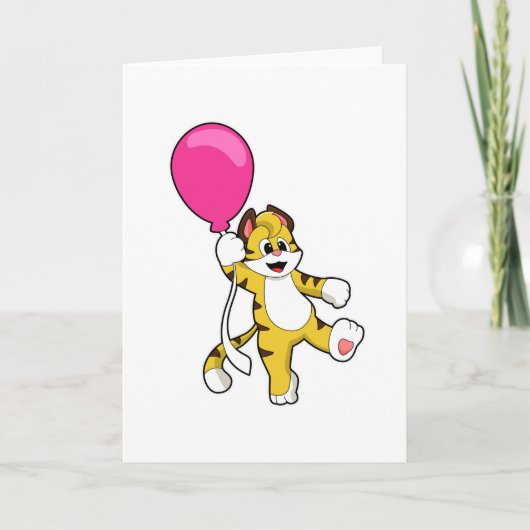 Tiger mit Luftballon Karte (Vorderseite)