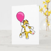 Tiger mit Luftballon Karte (Gelbe Blume)