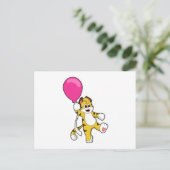 Tiger mit Luftballon Postkarte (Stehend Vorderseite)