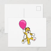 Tiger mit Luftballon Postkarte (Vorne/Hinten)