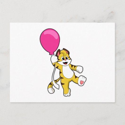 Tiger mit Luftballon Postkarte (Vorderseite)
