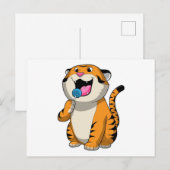 Tiger mit Lutscher Postkarte (Vorne/Hinten)