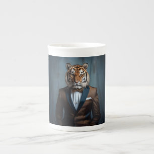 Tiger mit maßgeschneidertem Anzug Porzellantasse