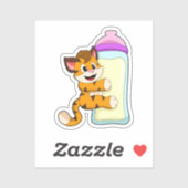 Tiger mit Milchflasche Aufkleber (Blatt)