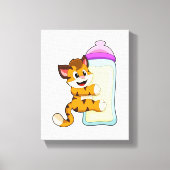 Tiger mit Milchflasche Leinwanddruck (Vorderseite)