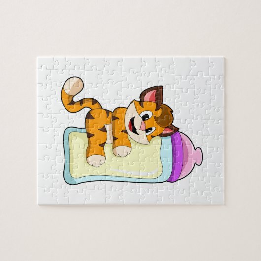 Tiger mit Milchflasche Puzzle (Horizontal)