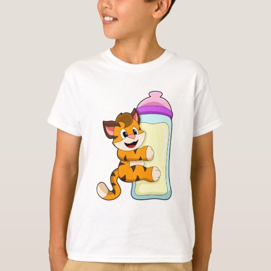 Tiger mit Milchflasche T-Shirt (Vorderseite)