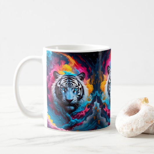 Tiger mit mystischem und ätherischem Aussehen Kaffeetasse (Mit Donut)
