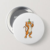 Tiger mit Party-Hut-Party Button (Vorne & Hinten)