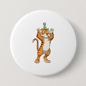 Tiger mit Party-Hut-Party Button (Vorderseite)