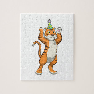 Tiger mit Party-Hut-Party Puzzle
