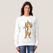 Tiger mit Party-Hut-Party Sweatshirt (Vorne ganz)
