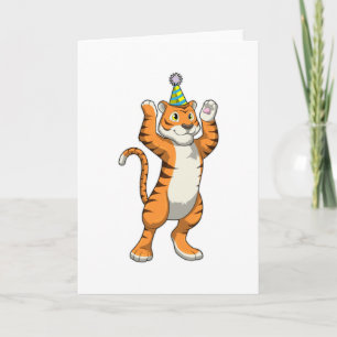 Tiger mit Partyhut Party Karte