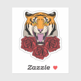 Tiger mit Rose Aufkleber