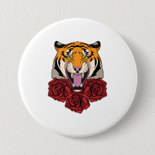 Tiger mit Rose Button