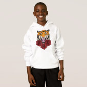 Tiger mit Rose Hoodie (Vorne ganz)