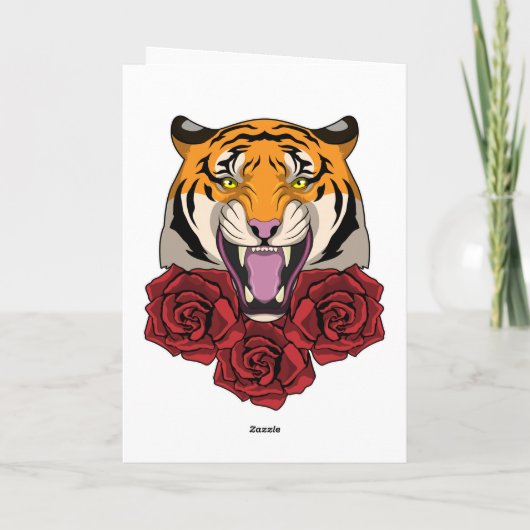 Tiger mit Rose Karte (Rückseite)