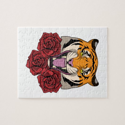 Tiger mit Rose Puzzle (Horizontal)