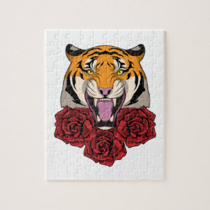 Tiger mit Rose Puzzle