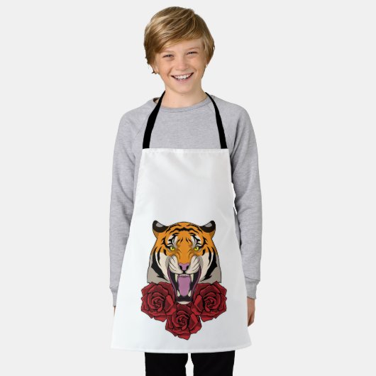 Tiger mit Rose Schürze (Getragen)