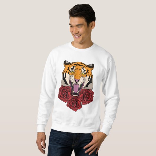 Tiger mit Rose Sweatshirt (Vorne ganz)