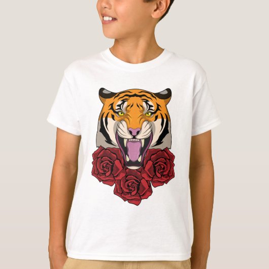Tiger mit Rose T-Shirt (Vorderseite)