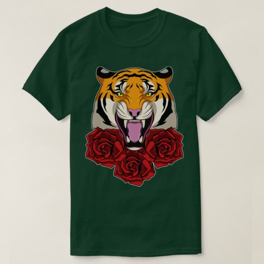 Tiger mit Rose T-Shirt (Design vorne)