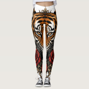 Tiger mit Rosen Leggings