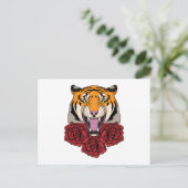 Tiger mit Rosen Postkarte (Stehend Vorderseite)