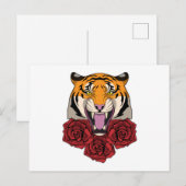 Tiger mit Rosen Postkarte (Vorne/Hinten)