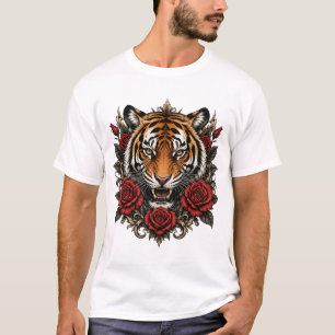 Tiger mit Rosen T-Shirt
