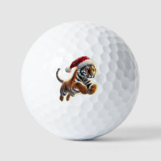 Tiger mit Santa-Hut Golfball