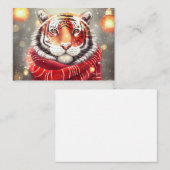 Tiger mit Schal für die Ferien Mitteilungskarte (Vorne/Hinten)