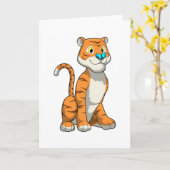 Tiger mit Schmetterling Karte (Gelbe Blume)
