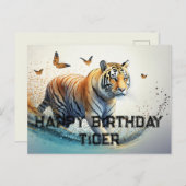 Tiger mit Schmetterlingen Glücklicher Geburtstag Postkarte (Vorne/Hinten)