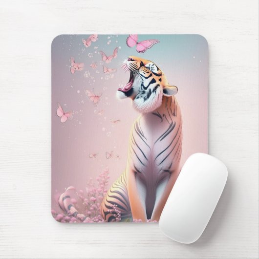 Tiger mit Schmetterlingen Mousepad (Mit Mouse)