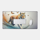 Tiger mit Schmetterlingen Schreibtischunterlage (Tastatur & Maus)