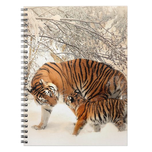 Tiger mit Schnee Notizblock (Vorderseite)