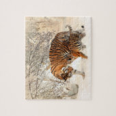 Tiger mit Schnee Puzzle (Vertikal)