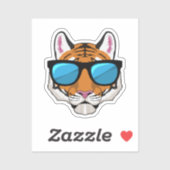 Tiger mit Sonnenbrille Aufkleber (Blatt)