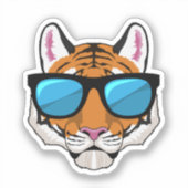 Tiger mit Sonnenbrille Aufkleber (Vorderseite)