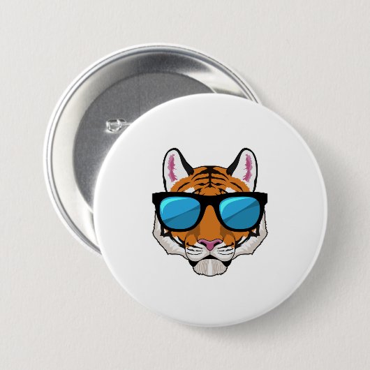 Tiger mit Sonnenbrille Button (Vorne & Hinten)