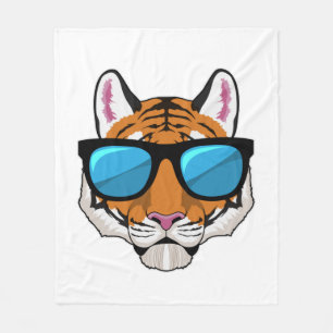Tiger mit Sonnenbrille Fleecedecke