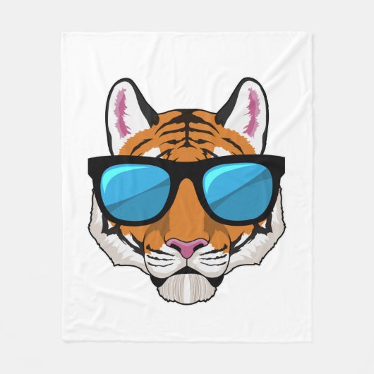 Tiger mit Sonnenbrille Fleecedecke (Vorderseite)